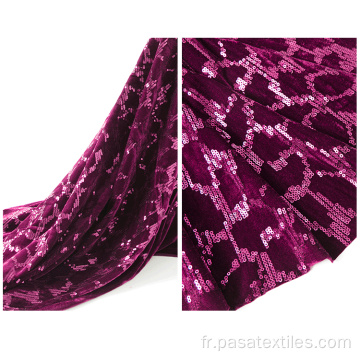 Fashion multicolore brillant de 3 mm 100% polyester tissu or noir tissu sequin velours en velours